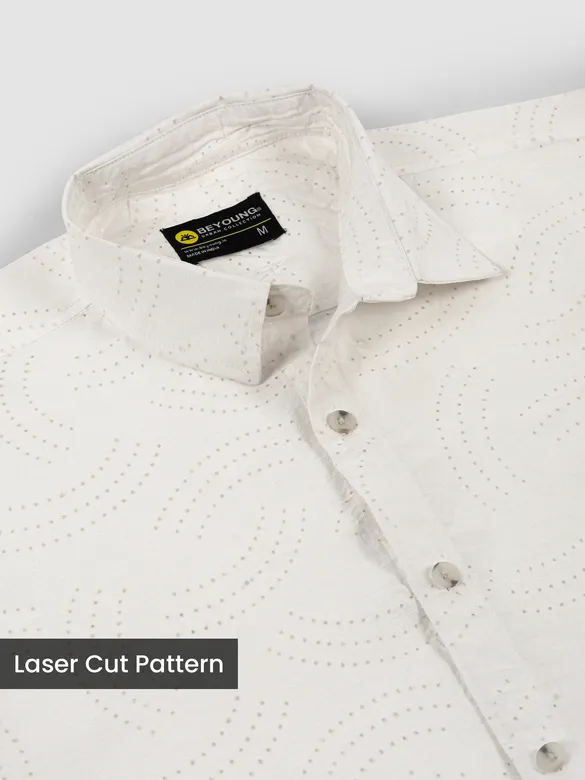 White Laser Cut Shirt