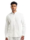 White Mandarin Collar Shirt For Men