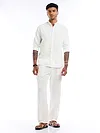 White Mandarin Collar Shirt For Men