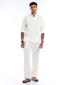 White Mandarin Collar Shirt For Men