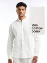 White Mandarin Collar Shirt For Men