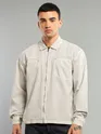 White Overdyed Zipper Shacket