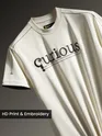White HD Embroidered Dual Sleeves Oversized T-Shirt
