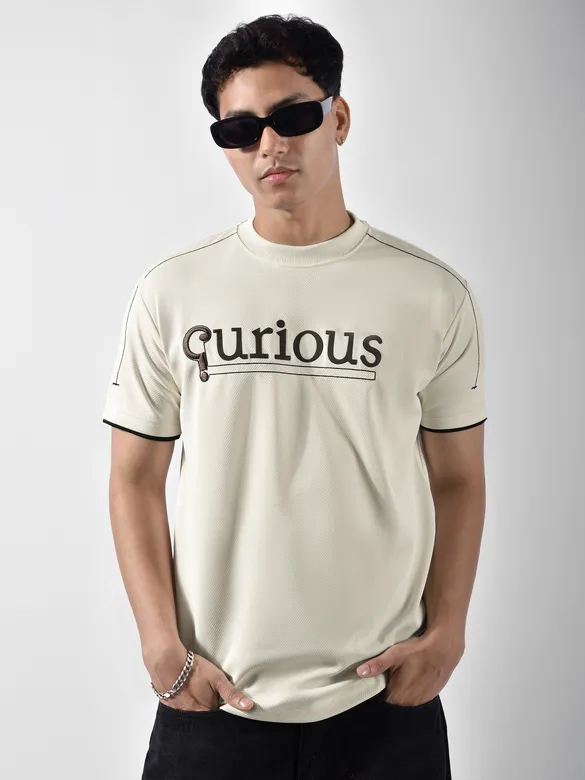 White HD Embroidered Dual Sleeves Oversized T-Shirt