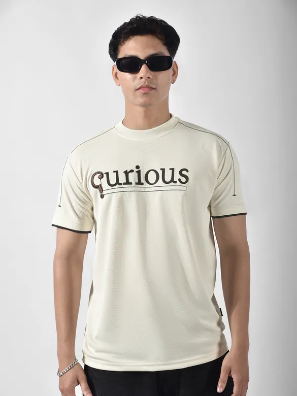 White HD Embroidered Dual Sleeves Oversized T-Shirt