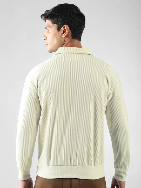 White Polo Collar Sweatshirt