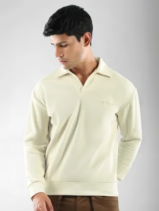 White Polo Collar Sweatshirt