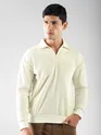 White Polo Collar Sweatshirt