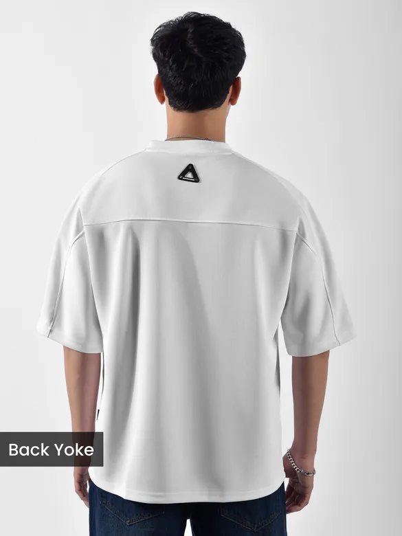 White Puff Patch Pocket Oversized T-Shirt