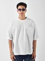 White Puff Patch Pocket Oversized T-Shirt