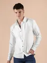 White Textured Check Shirt