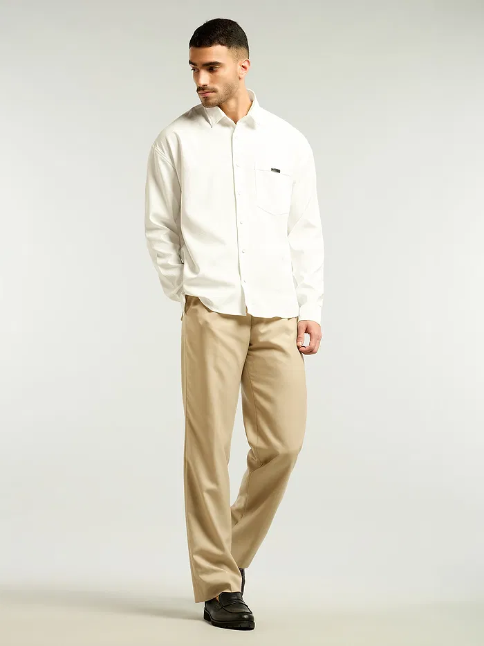 WhiteTextured Waffle Shirt
