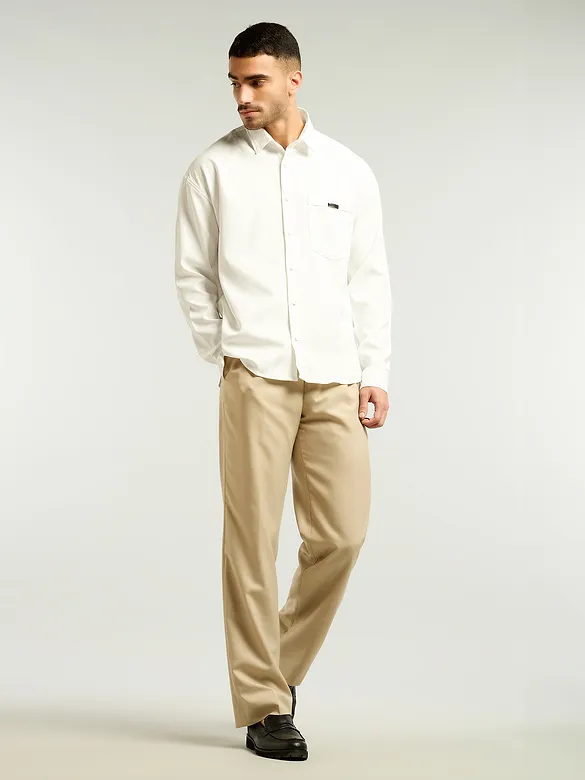 WhiteTextured Waffle Shirt