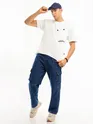 White Tilted Patch Pocket Oversized T-shirt
