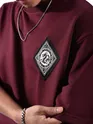 Wine Chinese Dragon Back Patch Oversized T-Shirt 