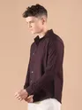 Wine Textured Check Shirt
