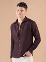 Wine Textured Check Shirt