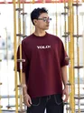 Wine YOLO Back Patch Print Oversized T-Shirt