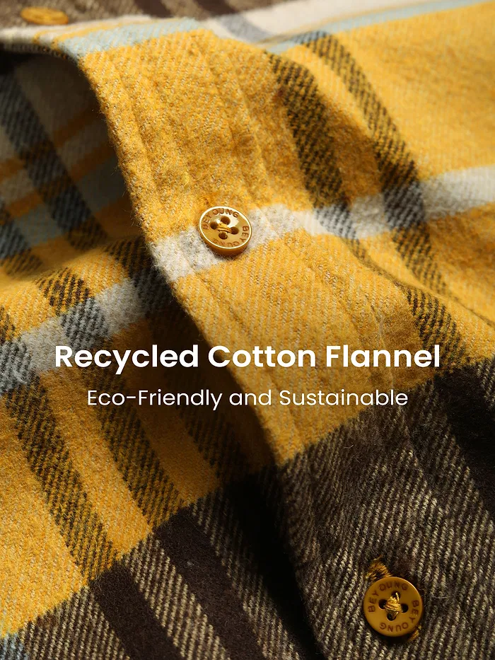 Yellow Recycled Plaid Flannel Shirt