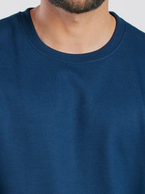 Plain Sea Blue Sweatshirt for Men