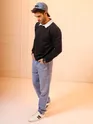Black Faux Collar Sweatshirt For Men