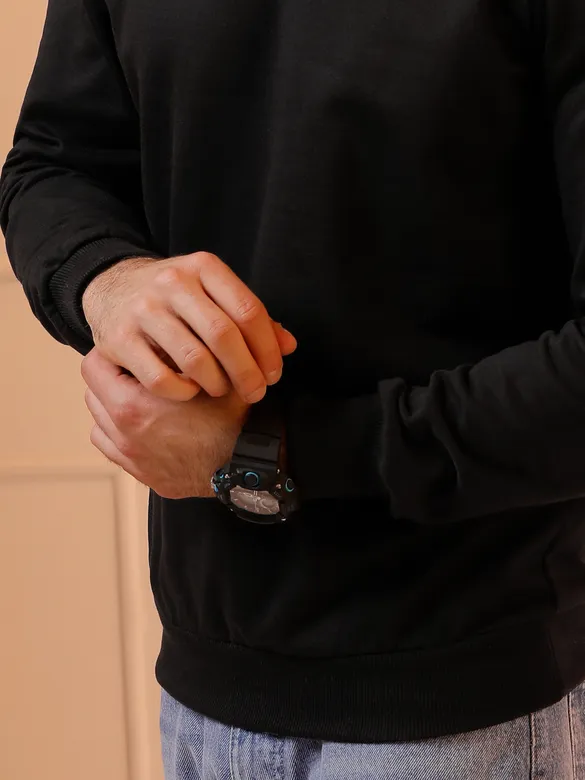 Black Faux Collar Sweatshirt For Men