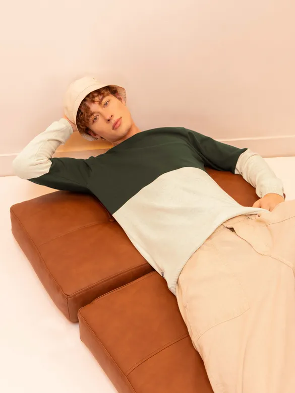 Color Block Flat Knit Sweater for Men