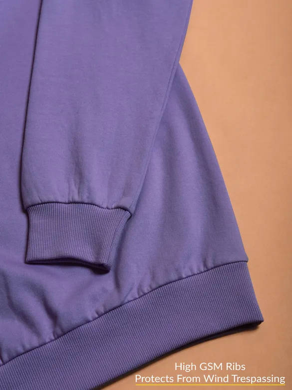 Solid Dark Purple Men Sweatshirts
