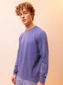 Solid Dark Purple Men Sweatshirts