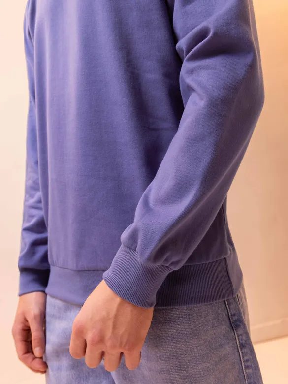 Solid Dark Purple Men Sweatshirts