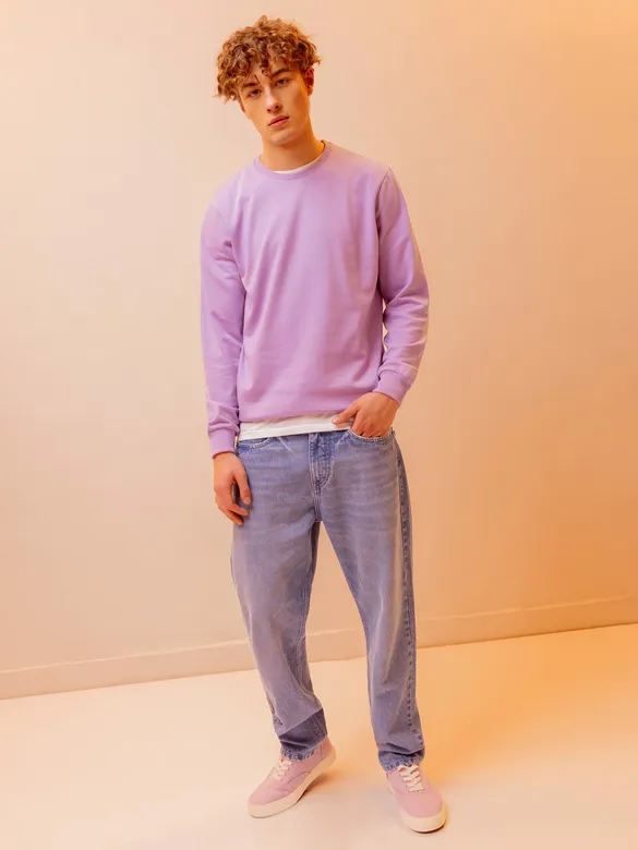 Solid Lilac Men Sweatshirts