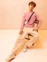 Solid Pastel Pink Men Sweatshirts