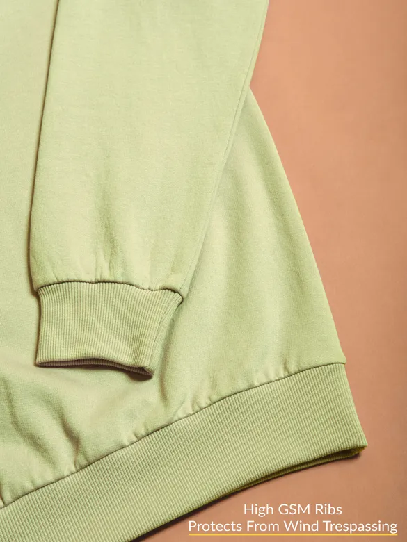 Solid Pista Green Men Sweatshirts