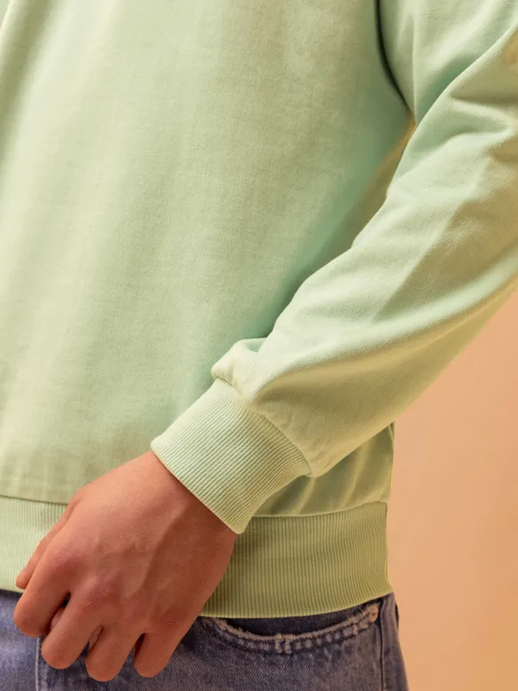 Solid Pista Green Men Sweatshirts