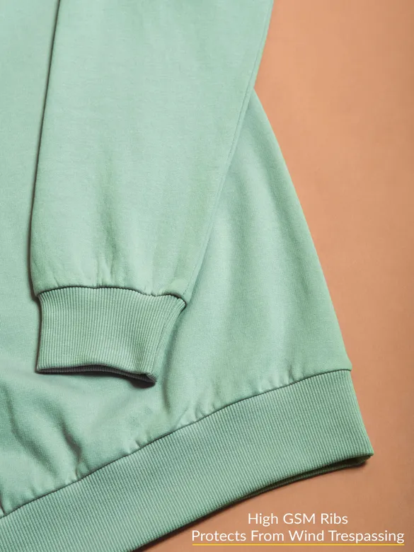 Solid Soft Green Men Sweatshirts