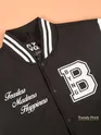 Black Printed Varsity Jacket for Men