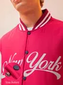 Burgundy Printed Varsity Jacket for Men