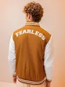 Cider Brown Printed Varsity Jacket for Men