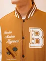Cider Brown Printed Varsity Jacket for Men