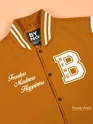 Cider Brown Printed Varsity Jacket for Men