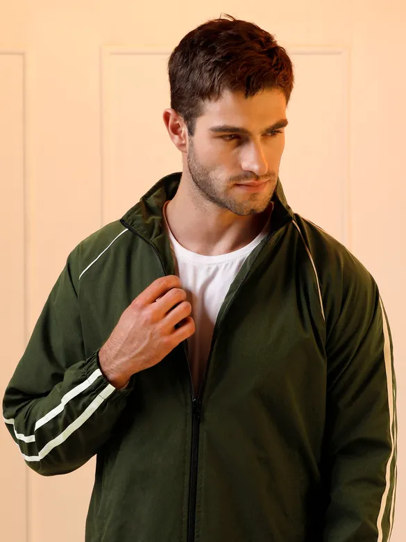 Dark Olive Raglan Sleeve Jacket for Men