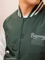 Deep Olive Green Solid Varsity Jacket for Men