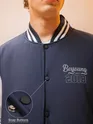 Navy Blue Solid Varsity Jacket for Men