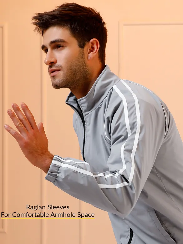 Coin Grey Raglan Sleeve Jacket for Men