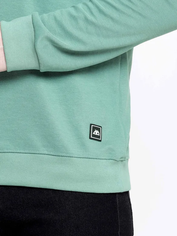 Turquoise Green Diagonal Knit Sweatshirt for Men