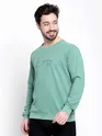 Turquoise Green Diagonal Knit Sweatshirt for Men