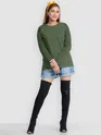 Plain Olive Green Women Full Sleeves T-shirt