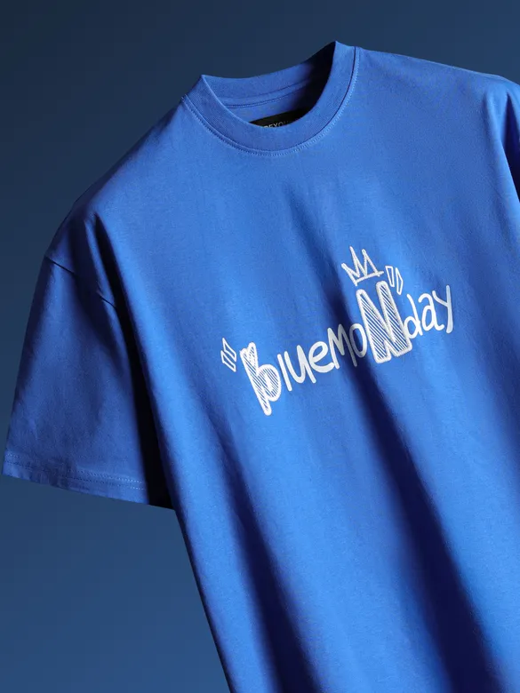Electric Blue Monday Graphic HD Print T-shirt
