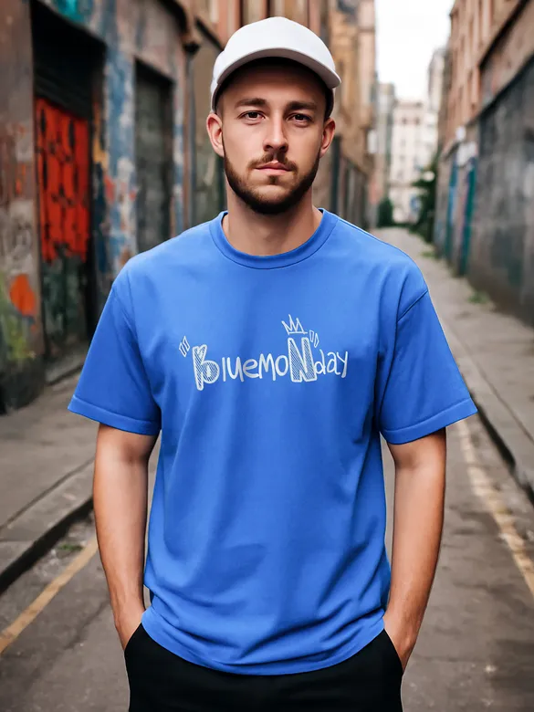Electric Blue Monday Graphic HD Print T-shirt