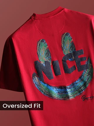 Red Smiley Rubber Printed T-shirt